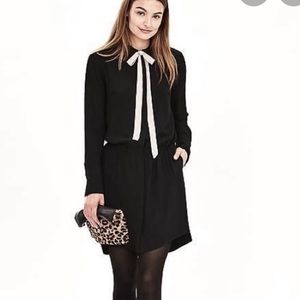 Banana Republic Black Shirt Dress with Pink Tie